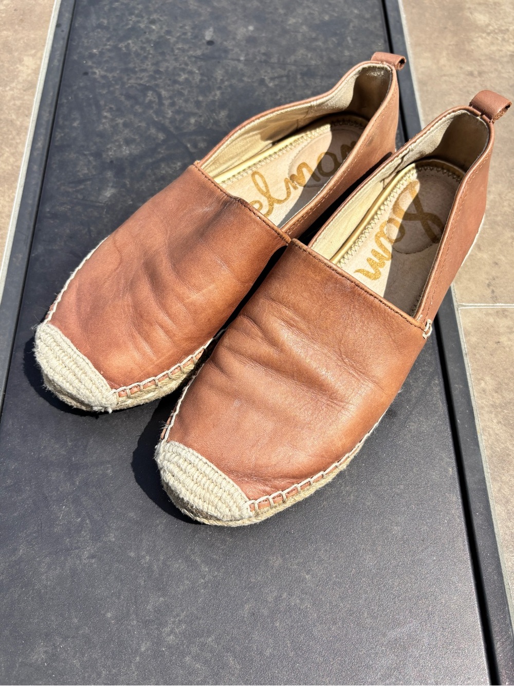 Sam Edelman Size 6.5 Women’s Brown Leather Espadrille Slip-Ons